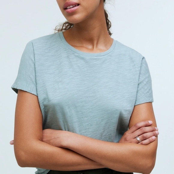 Madewell Dolman-Sleeve Crewneck Tee in Slub Pale Eucalyptus - Picture 1 of 7